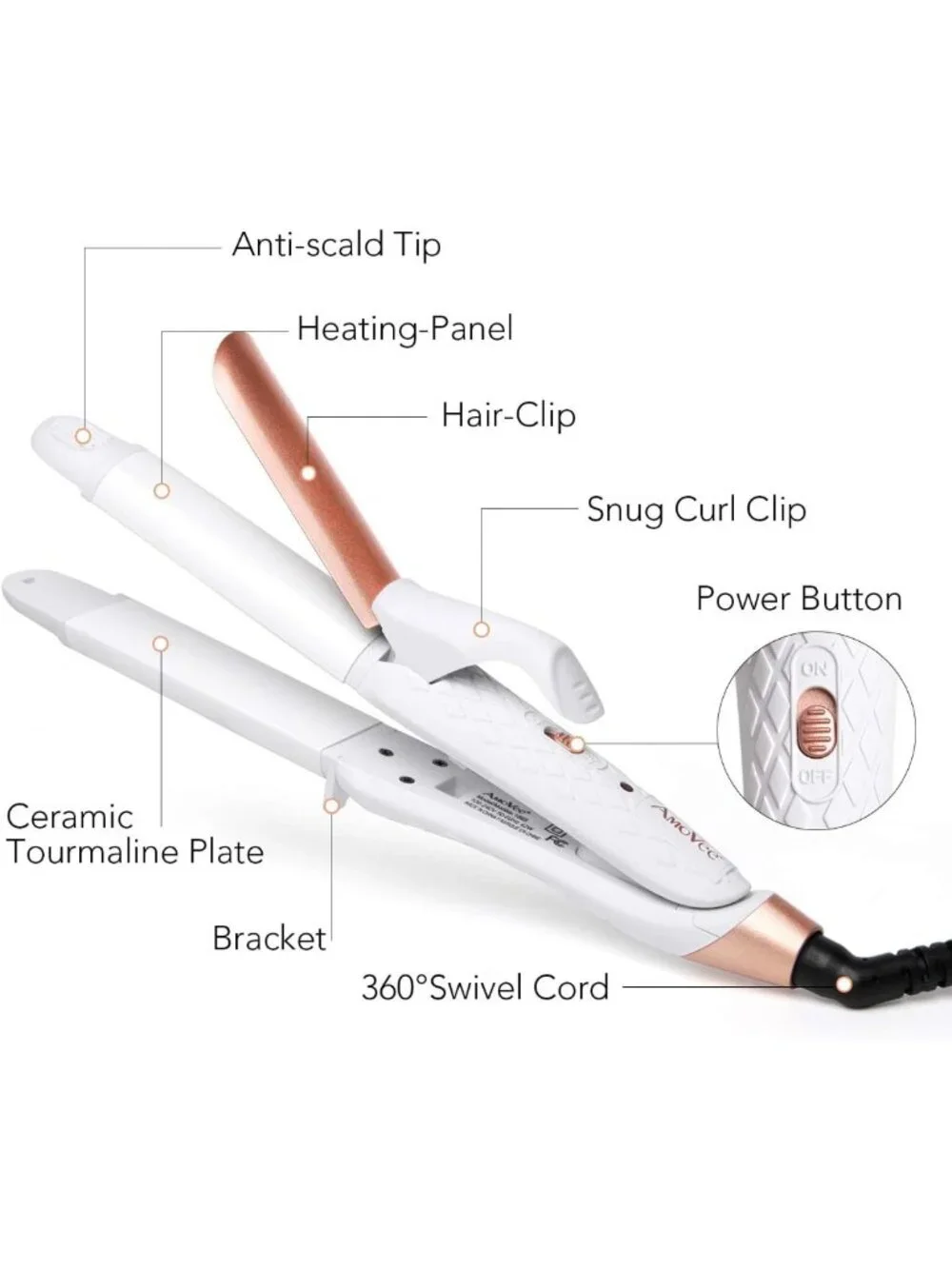 Dual Voltage 2-in-1 Curling Iron & Hair Straightener, Travel-Friendly, 1 Inch